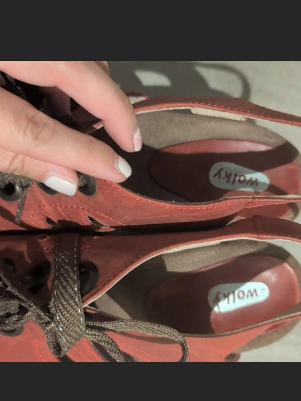 Wolky Brick Red Lace-Up Slingback Wedge